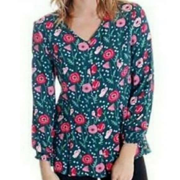 🌼 $5 Matilda Jane Yesteryear Poppy Flower Long Sleeve Button Down Blouse Sz M - Picture 2 of 11